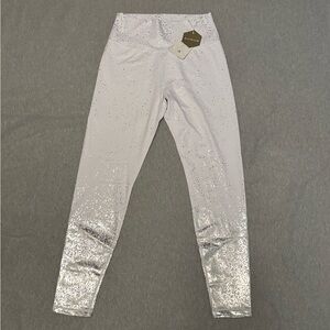 Buffbunny White and Silver Glitter Leggings